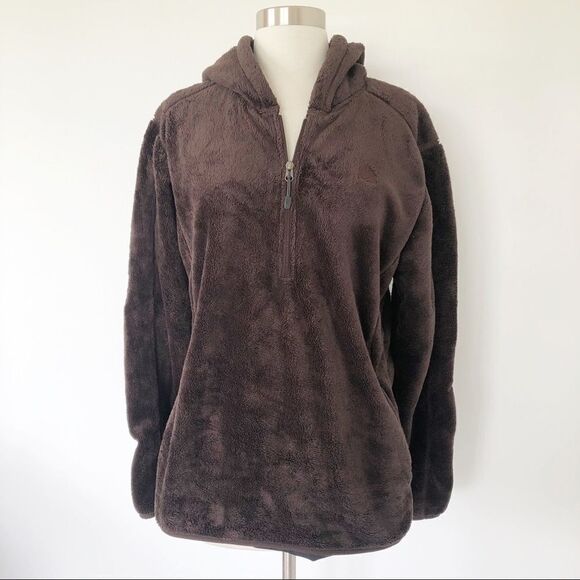 Nike ACG 1/2 Zip Fleece Jacket Brown Warm Hooded Women Size Large Pullover - Picture 4 of 14